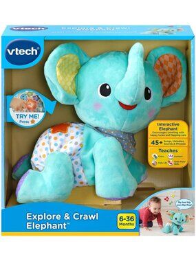 Vtech Explore &Crawl Elephant Interactive Musical Moving Plush Animal New in Box